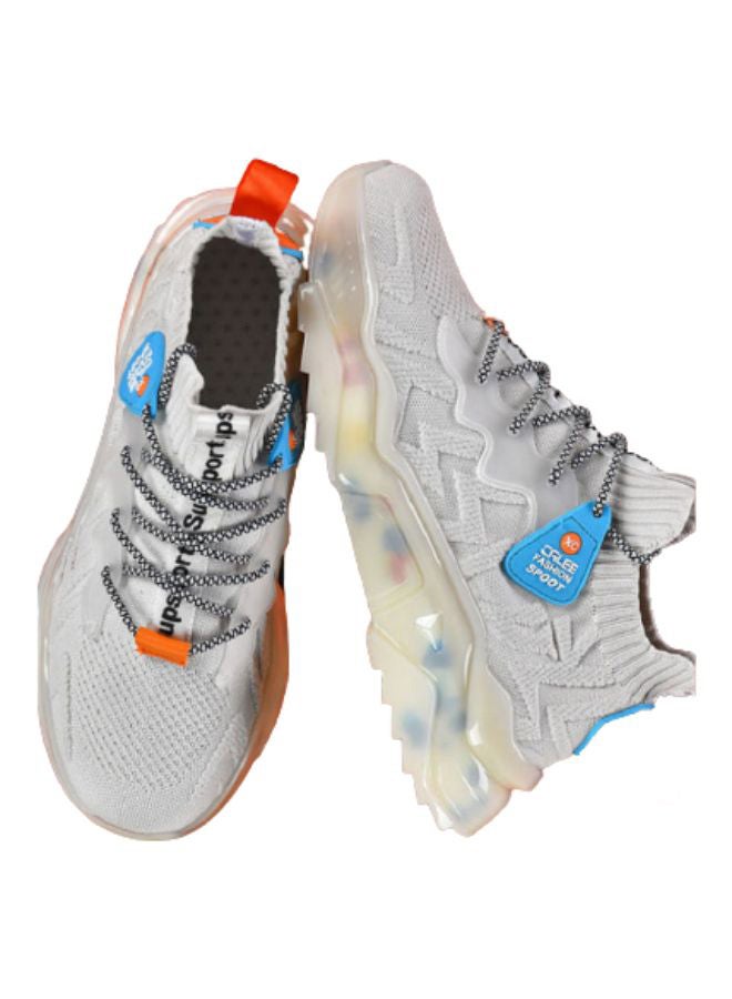 بيوينتي حذاء رياضي برباط ورقبة منخفضة أبيض/ أزرق/ برتقالي - Image 2