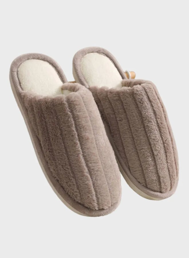 EHOME Non-Slip Warm Bedroom Slippers Brown  - Image 1