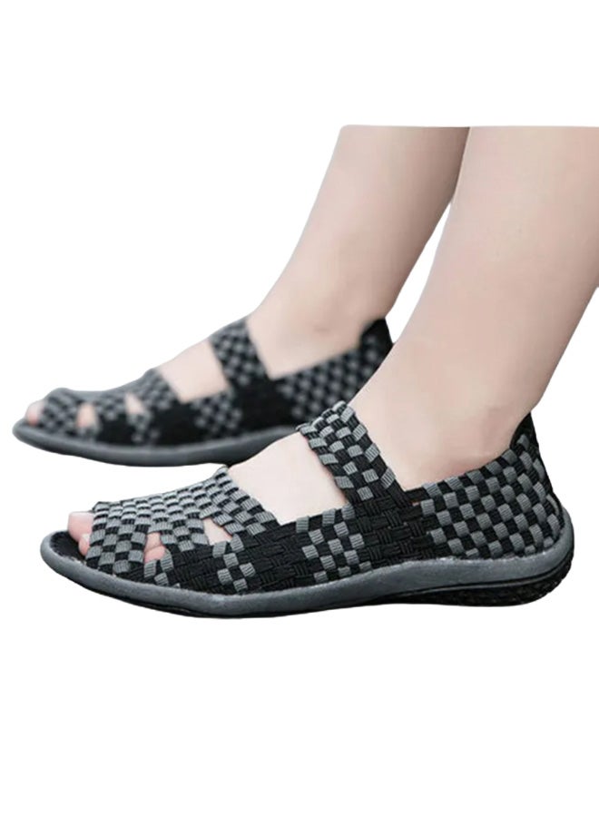 Beauenty Hand Woven Printed Casual Sandals Grey/Black - Image 2