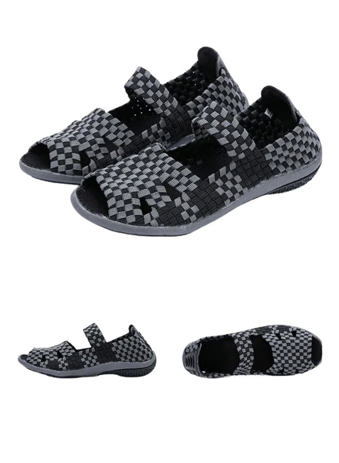 Beauenty Hand Woven Printed Casual Sandals Grey/Black - Image 1