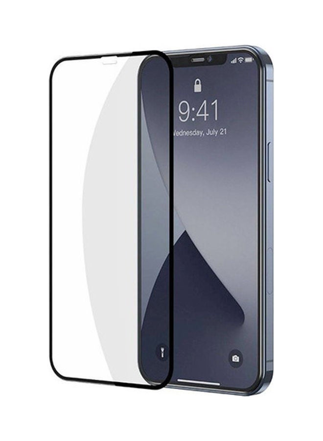 بيسوس لاصقة حماية للشاشة منحنية بتغطية كاملة من الزجاج المقوى لهاتف أبل آيفون 12 برو شفاف/ أسود - Image 2