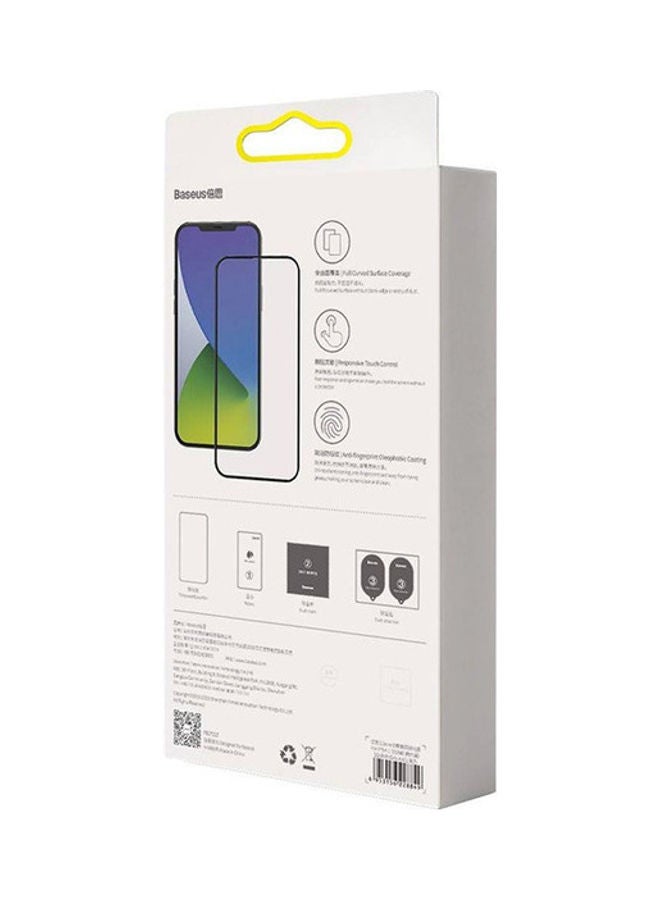 بيسوس لاصقة حماية للشاشة منحنية بتغطية كاملة من الزجاج المقوى لهاتف أبل آيفون 12 برو شفاف/ أسود - Image 4