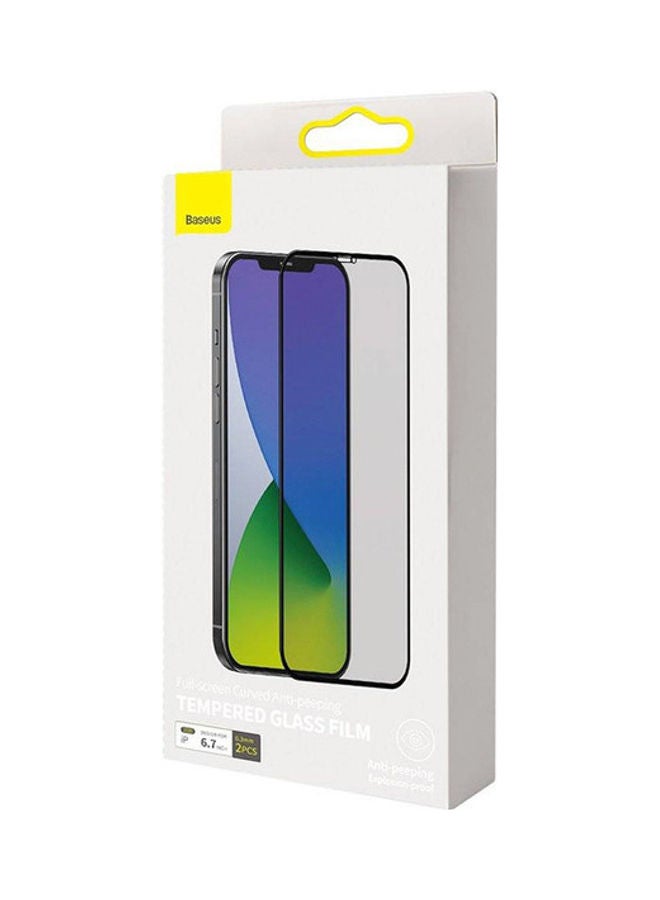 بيسوس لاصقة حماية من الزجاج المقوى منحنية بتغطية كاملة لهاتف أبل آيفون 12 برو ماكس شفاف/ أسود - Image 4