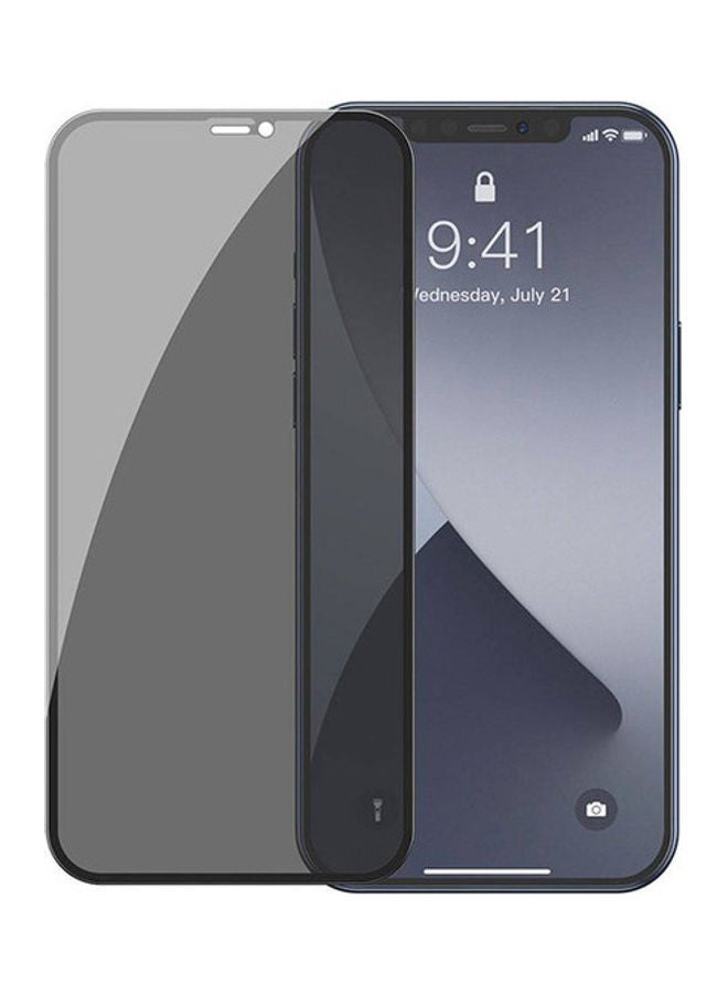 بيسوس لاصقة حماية من الزجاج المقوى منحنية بتغطية كاملة لهاتف أبل آيفون 12 برو ماكس شفاف/ أسود - Image 1