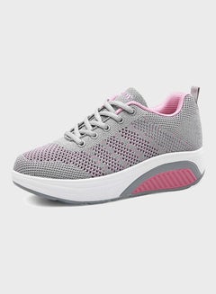 Beauenty Women's Lace-Up Running Trainer Shoes Grey/Pink  - Image 1