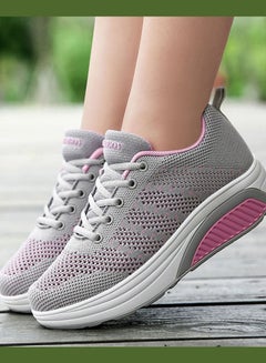 Beauenty Women's Lace-Up Running Trainer Shoes Grey/Pink  - Image 2