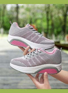Beauenty Women's Lace-Up Running Trainer Shoes Grey/Pink  - Image 3