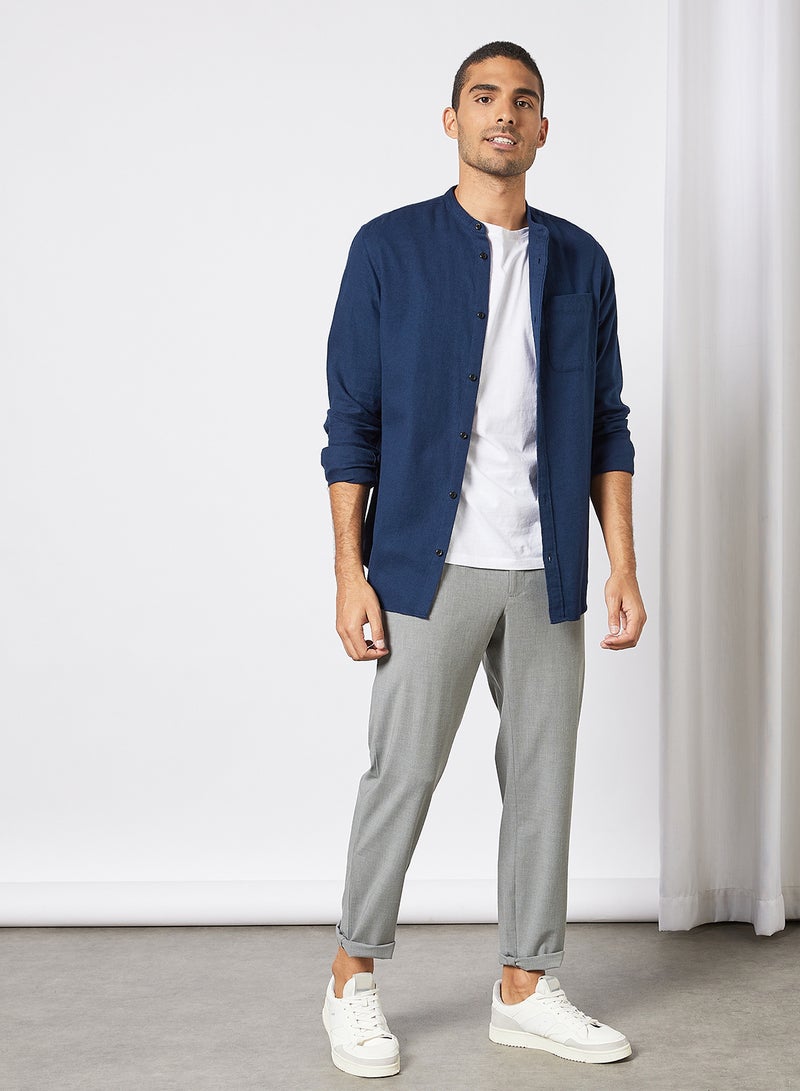JACK & JONES - Mandarin Collar T-Shirt Navy - Image 1