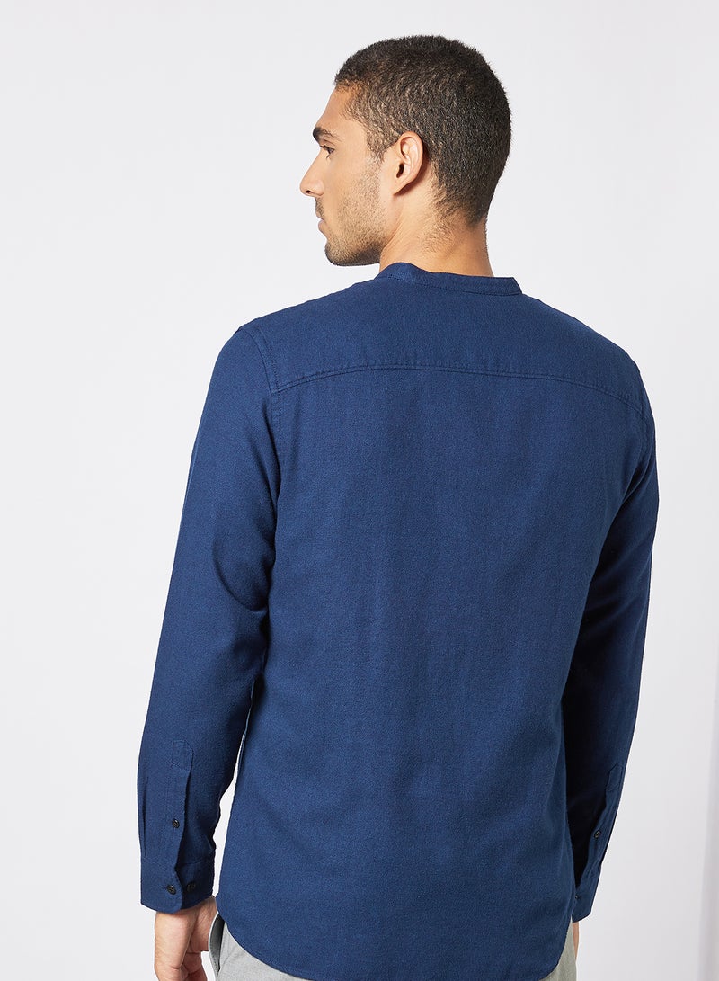 JACK & JONES - Mandarin Collar T-Shirt Navy - Image 1