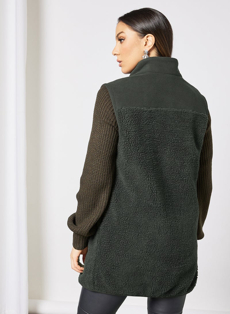 VERO MODA - Zip Down Vest Jacket Khaki - Image 1