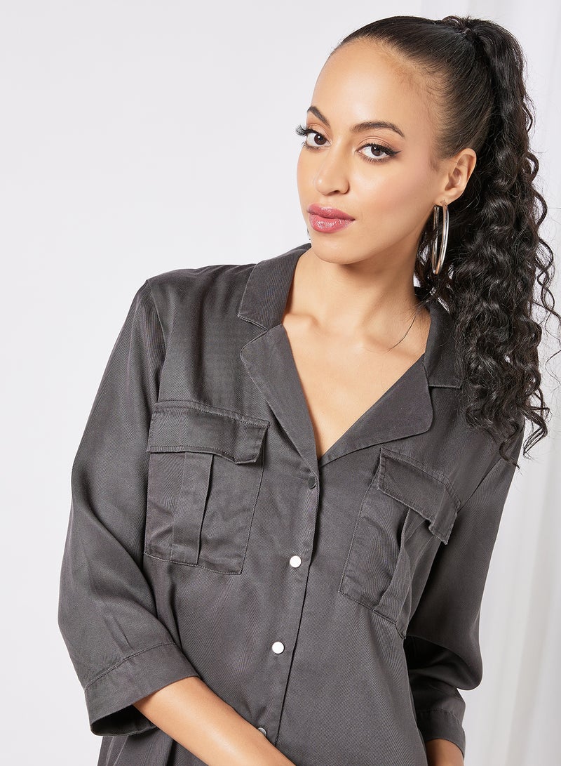 Jacqueline de Yong - Collared Shirt Dress Grey - Image 1
