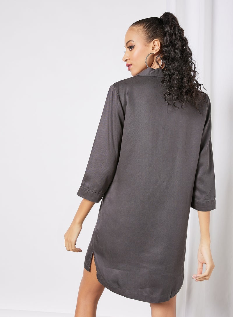 Jacqueline de Yong - Collared Shirt Dress Grey - Image 1