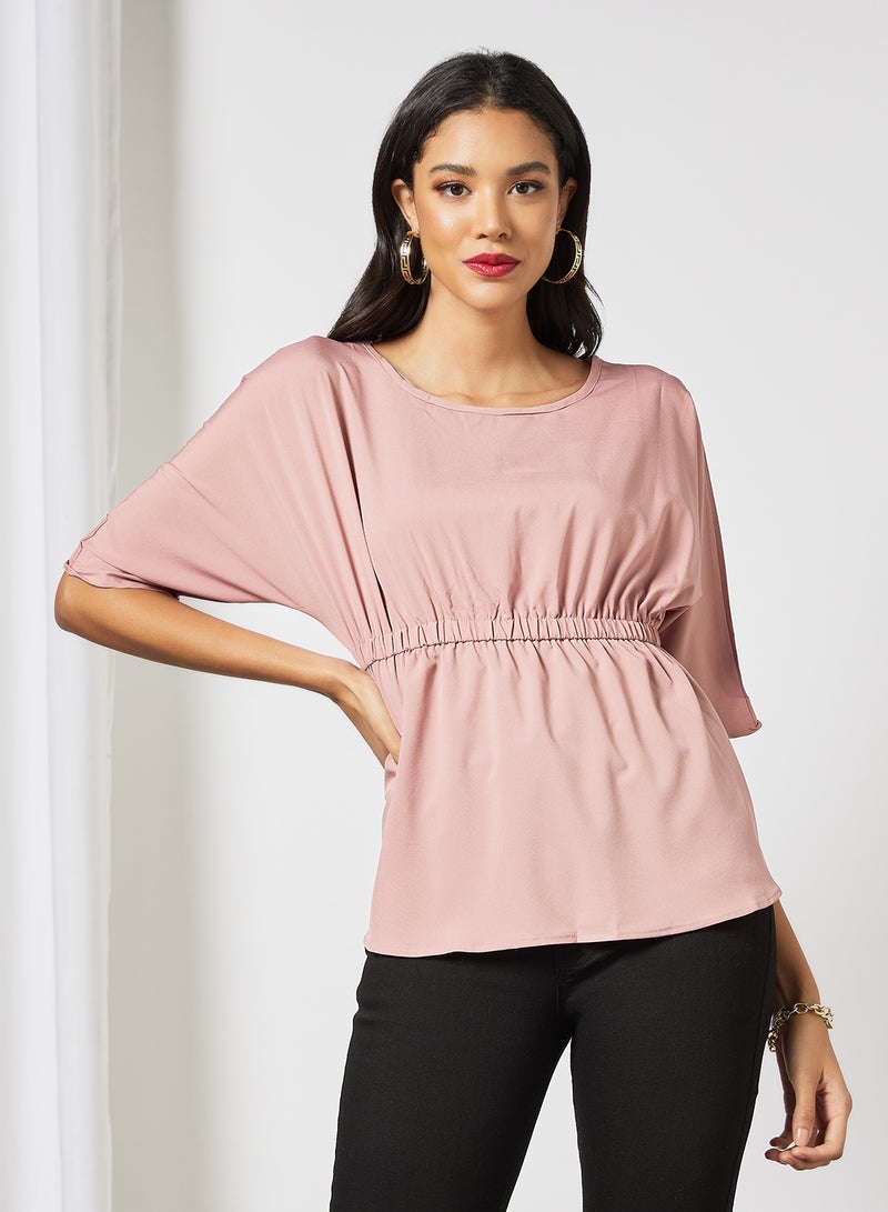 Aila Round Neck Plain Top Lotus Root  - Image 1