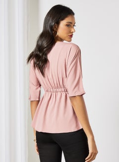 Aila Round Neck Plain Top Lotus Root  - Image 2