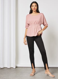 Aila Round Neck Plain Top Lotus Root  - Image 4