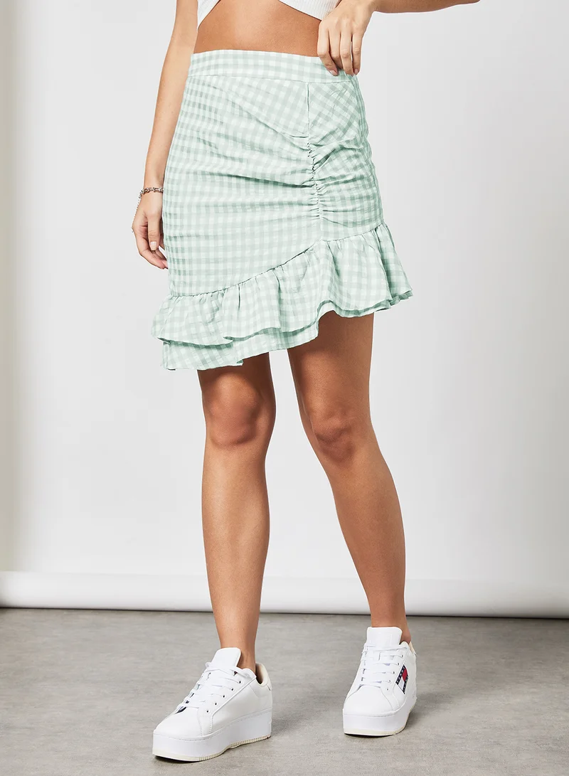 LABEL RAIL Checkered Mini Skirt