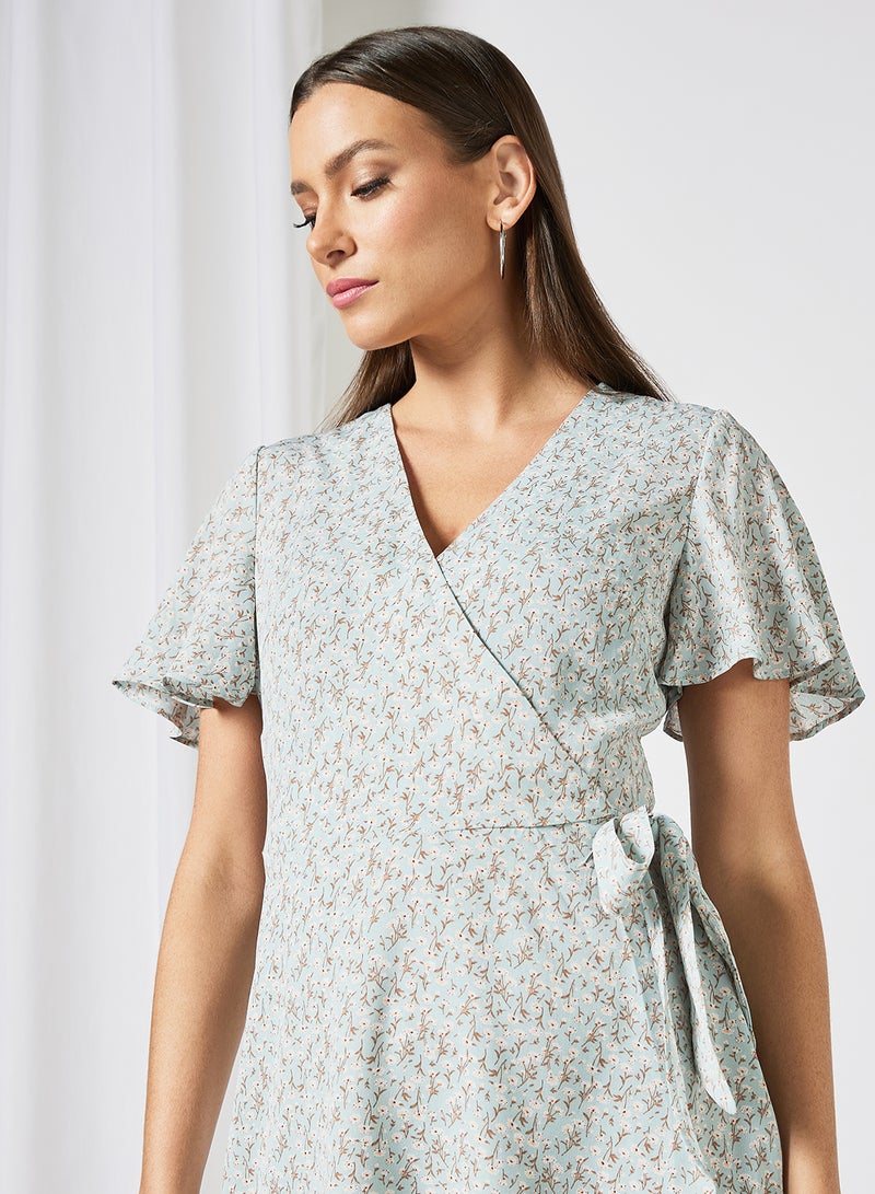LABEL RAIL - Floral Print Dress Green - Image 1