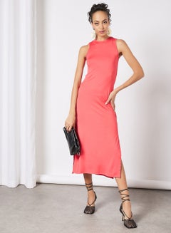 Casual Sleeveless Long Evening Maxi Dress With Side Slit 53 Dark Red