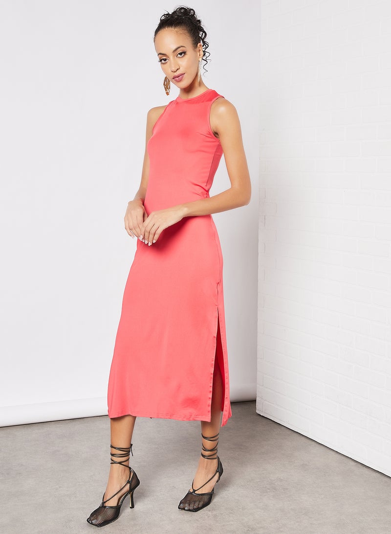 Aila - Casual Sleeveless Long Evening Maxi Dress With Side Slit 53 Dark Red - Image 1