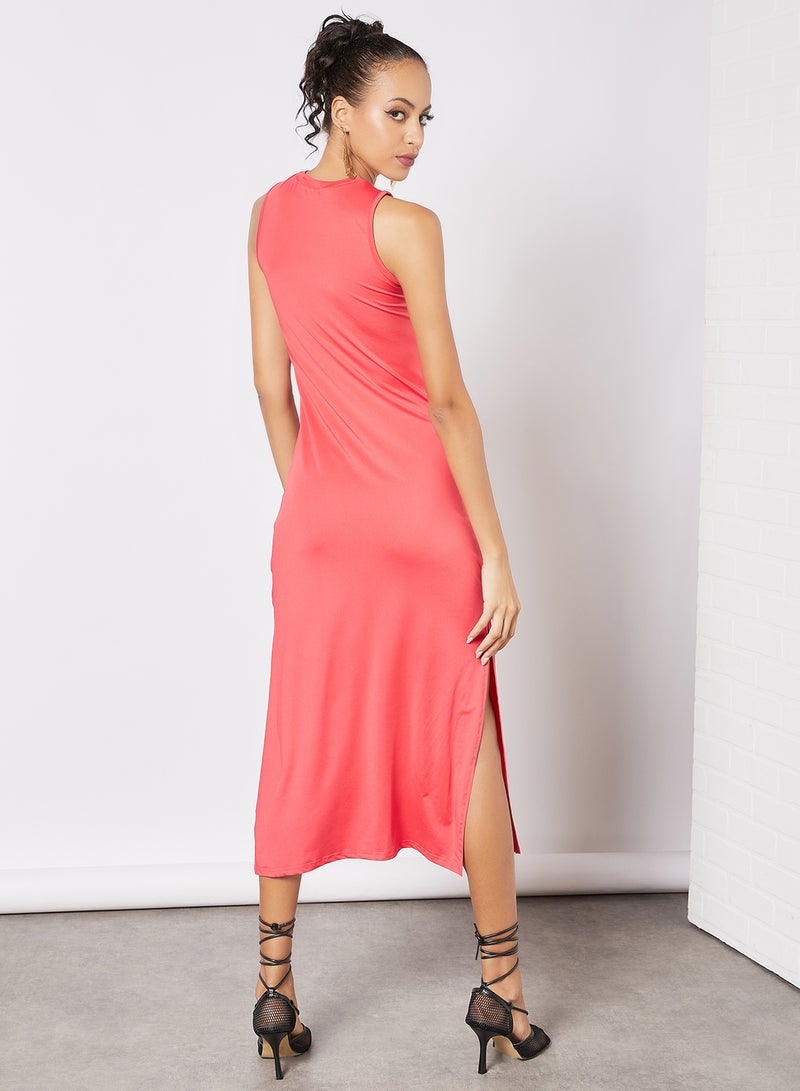 Aila - Casual Sleeveless Long Evening Maxi Dress With Side Slit 53 Dark Red - Image 1