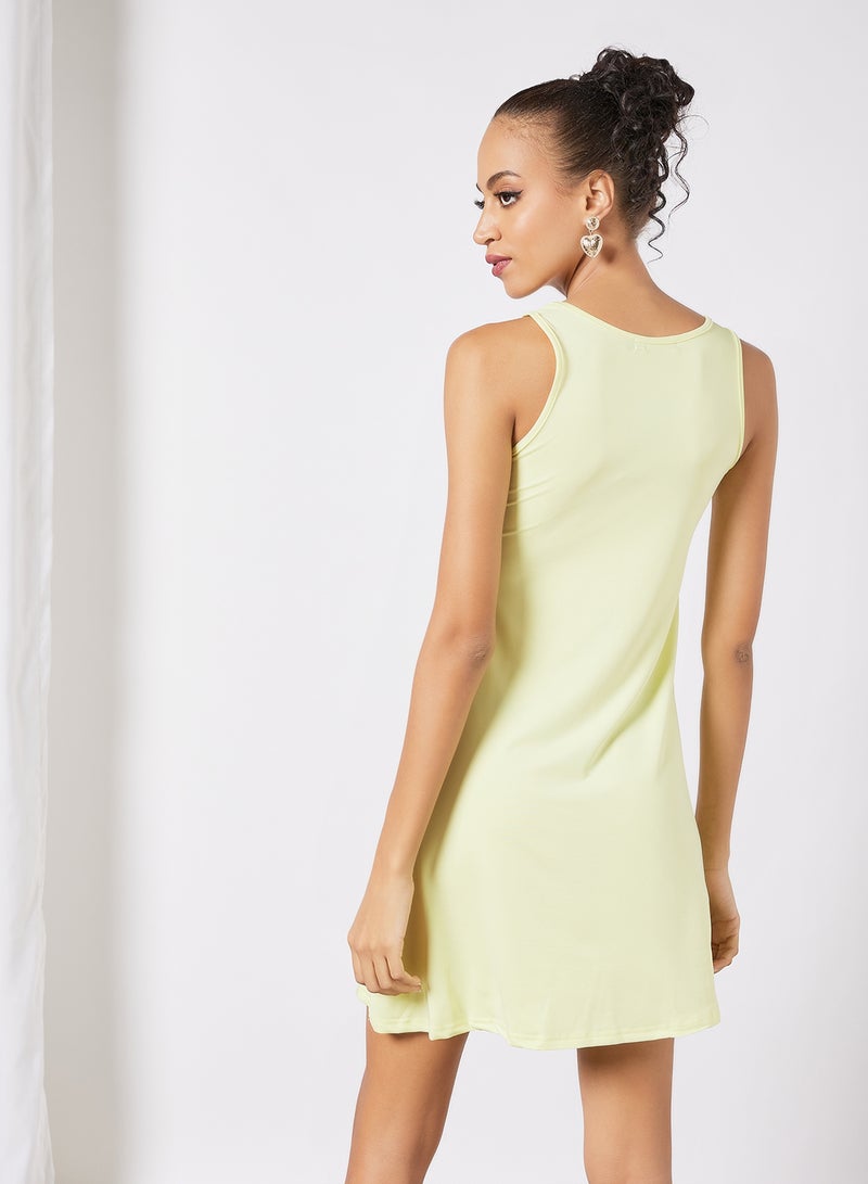 Aila Women's Casual Polyester Blend Sleeveless Mini Tank Knit Dress With Scoop Neck 35 Lime  - Image 2
