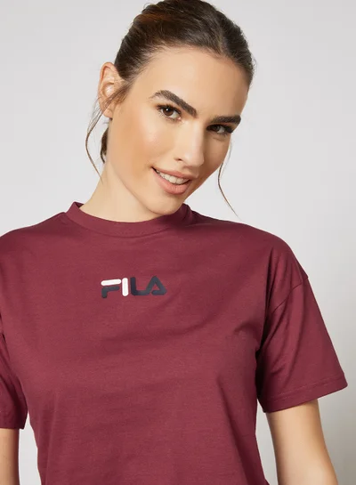FILA Logo Cropped T-Shirt Dark Red