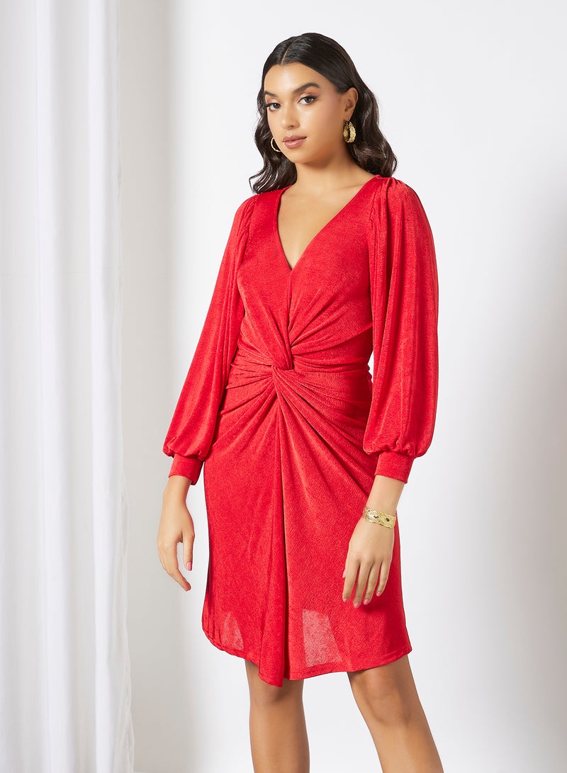 Closet London Twist Effect Front Dress Red  - Image 1
