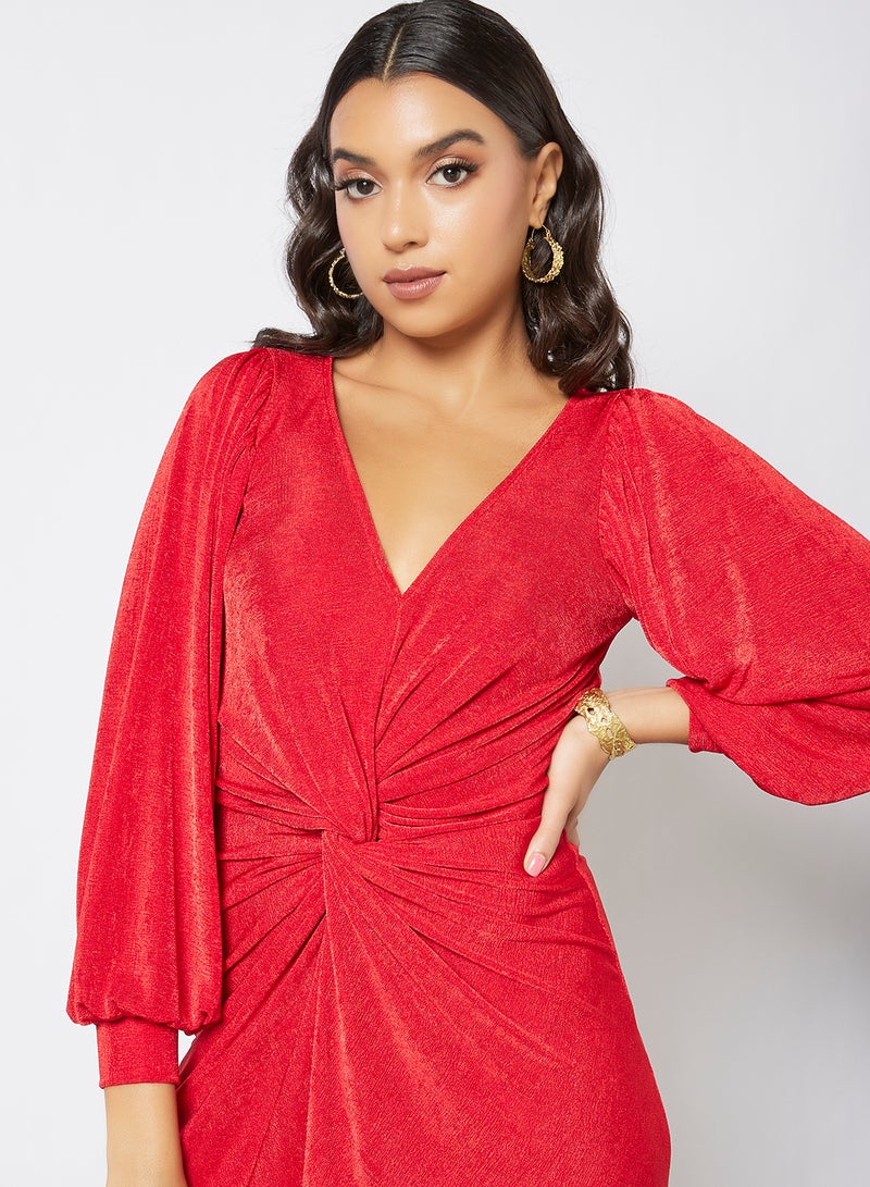 Closet London Twist Effect Front Dress Red  - Image 3