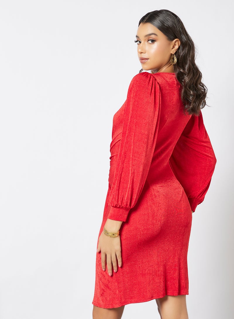 Closet London Twist Effect Front Dress Red  - Image 4