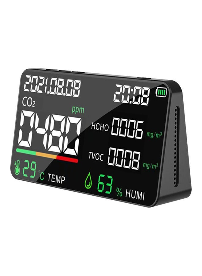 Electricity Temperature and Humidity Display Air Quality Detector Black