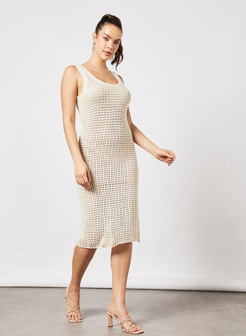 4th & Reckless Marie Cover-Up Midi Dress Cream  - Image 3