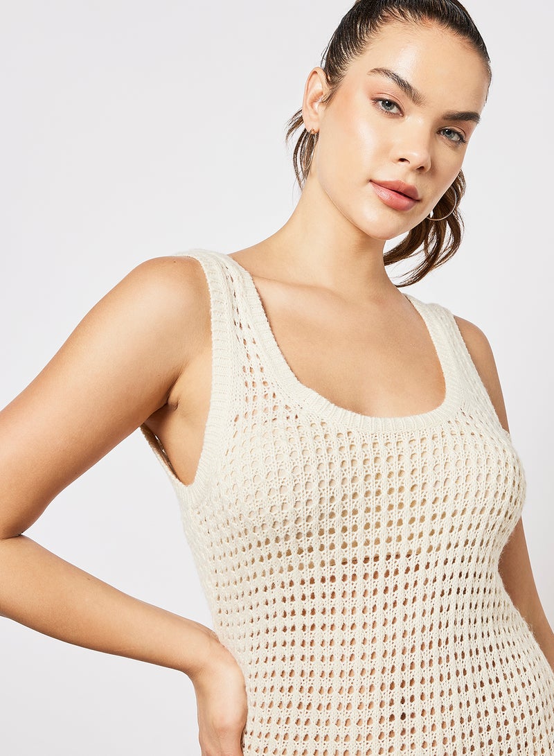 4th & Reckless Marie Cover-Up Midi Dress Cream  - Image 4
