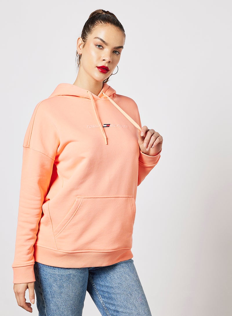 TOMMY SPORT - Relaxed Fit Hoodie Lumen Neon Corel - Image 1