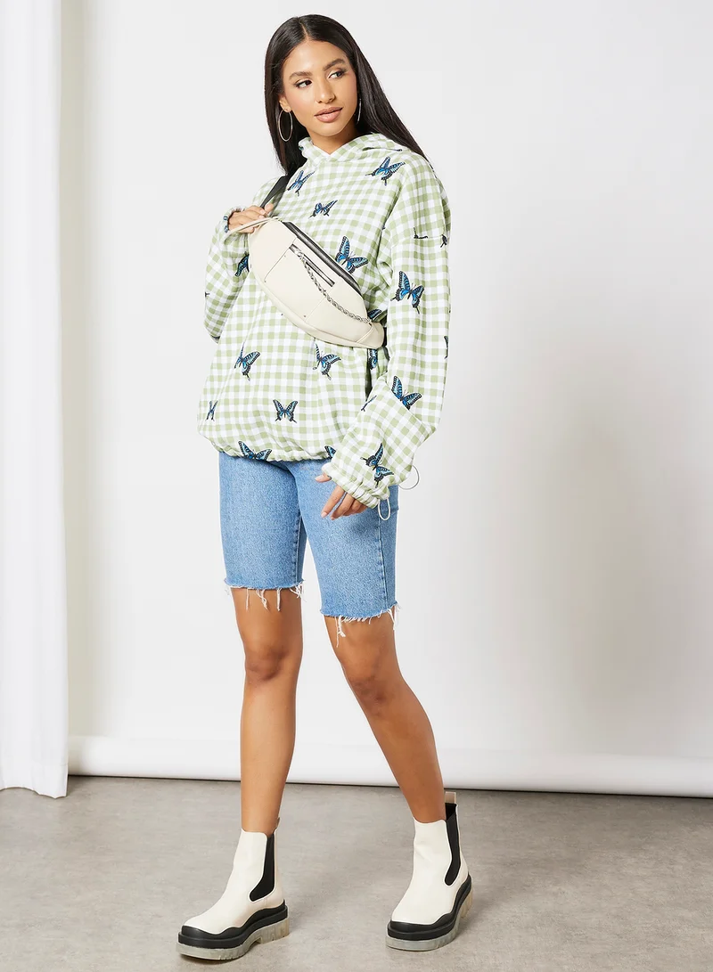 ديزي ستريت Maya Butterfly Hoodie White/Green