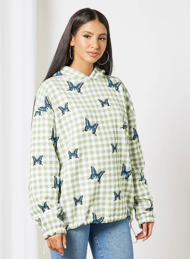ديزي ستريت Maya Butterfly Hoodie White/Green