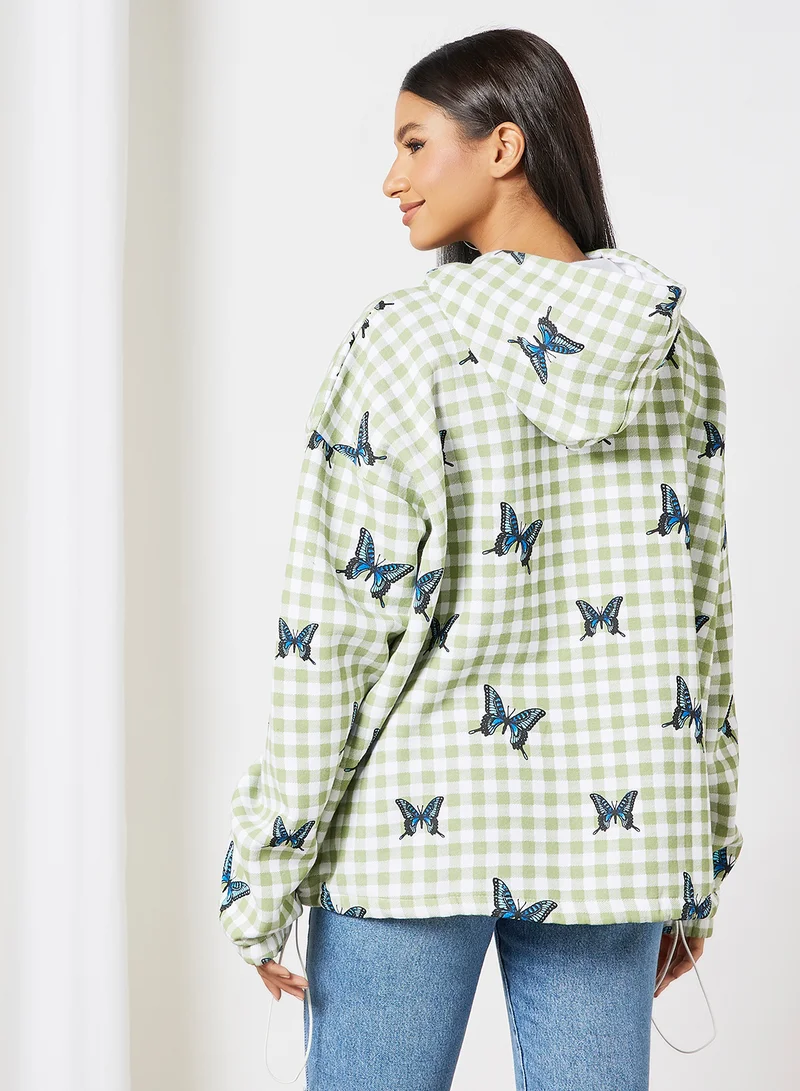 ديزي ستريت Maya Butterfly Hoodie White/Green