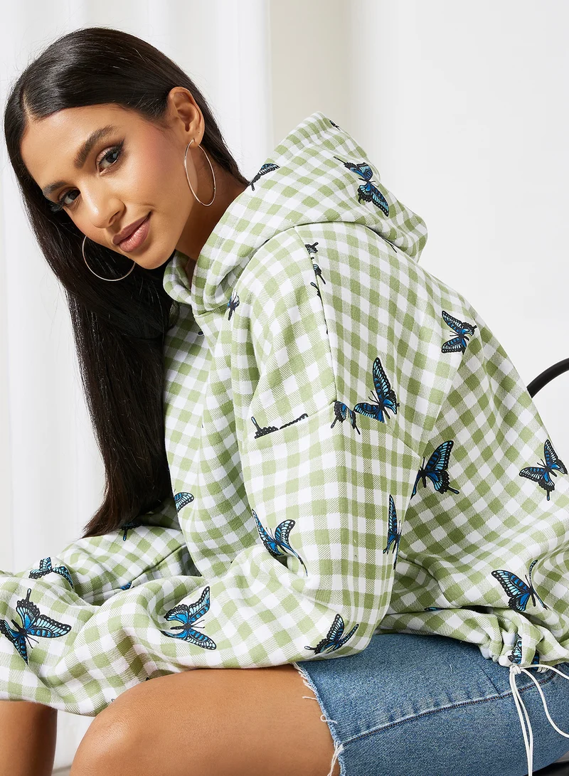 ديزي ستريت Maya Butterfly Hoodie White/Green