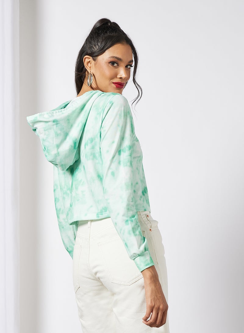 Aila - Women's Casual Long Sleeve Polyester Blend Tie-Dye With Hooded Neck Hoodies Sweat Shirts Green - Image 1