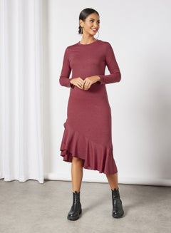 Fish Tail Midi Dress Red