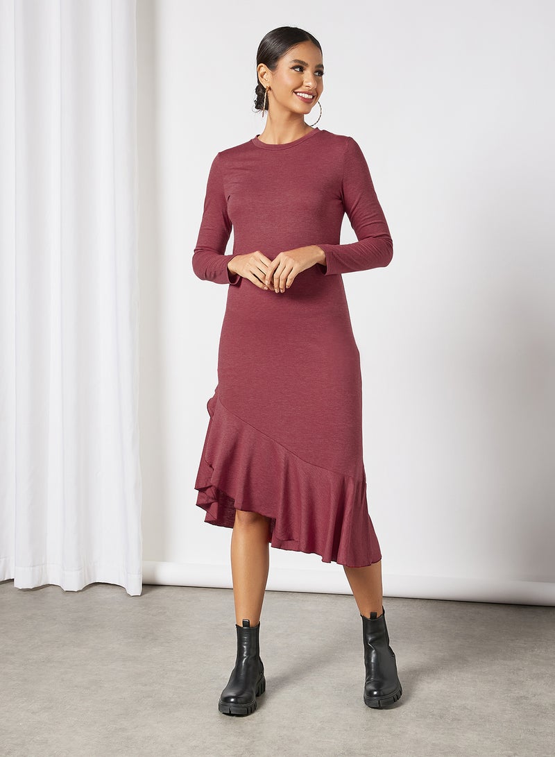 LABEL RAIL - Fish Tail Midi Dress Red - Image 1