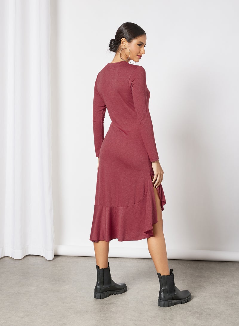 LABEL RAIL - Fish Tail Midi Dress Red - Image 1