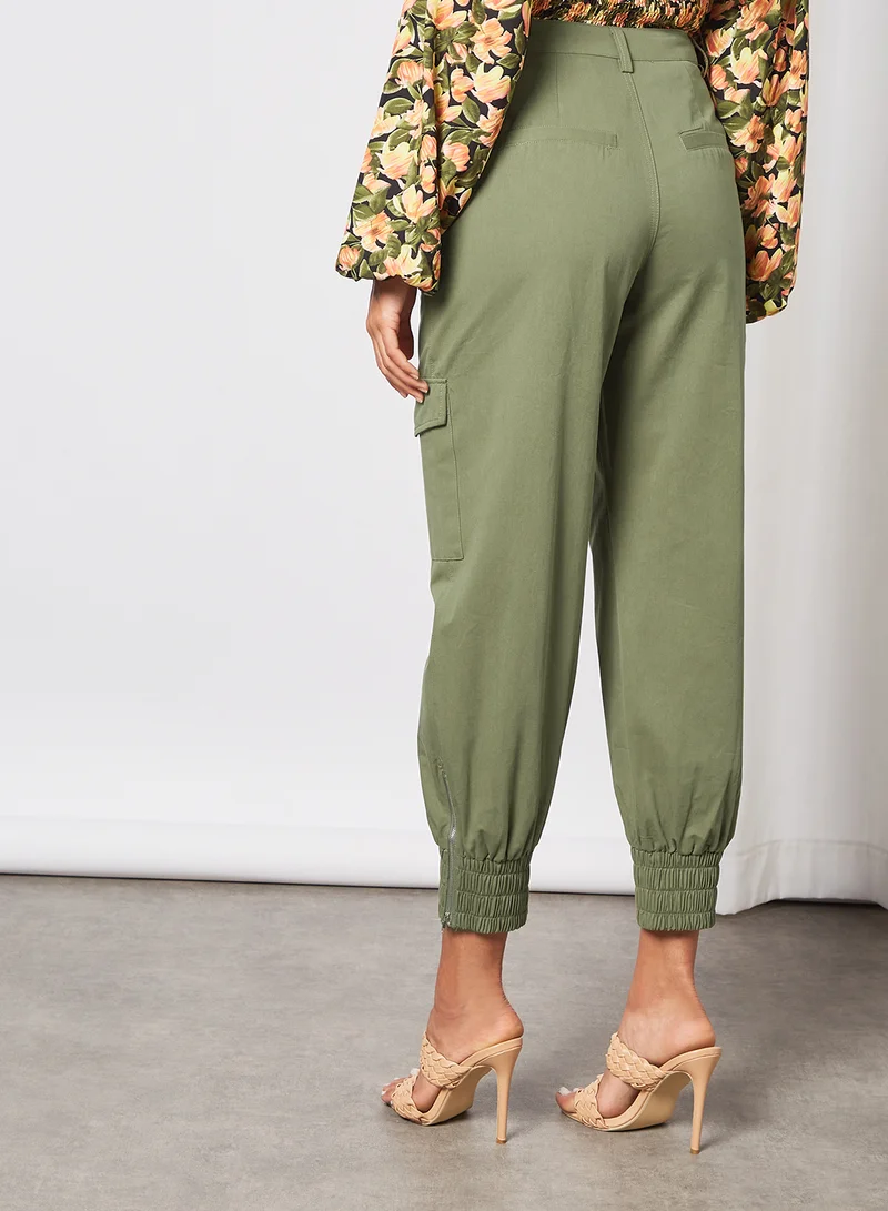 NA-KD Pocket Detail Pants Green