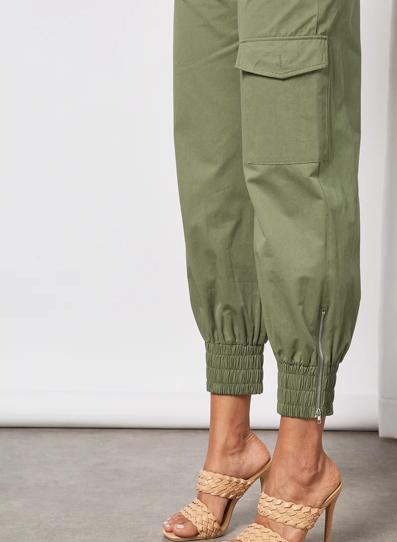 NA-KD Pocket Detail Pants Green