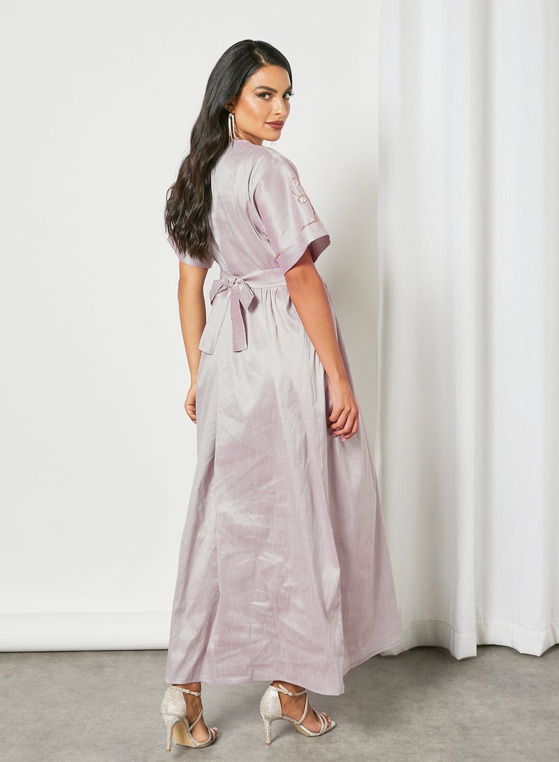 Hayat - Beads Embellished Detail Tie Waist Maxi Dress Light Pink - Image 1