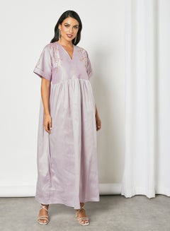 Beads Embellished Detail Tie Waist Maxi Dress Light Pink
