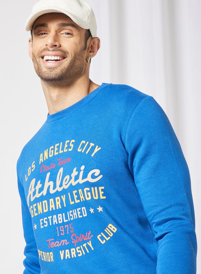 Text Print Sweatshirt Blue