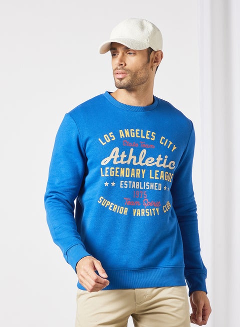 Text Print Sweatshirt Blue