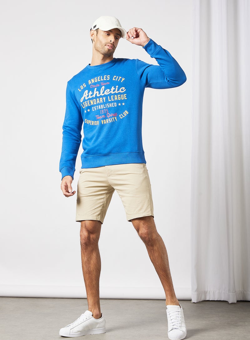 Text Print Sweatshirt Blue