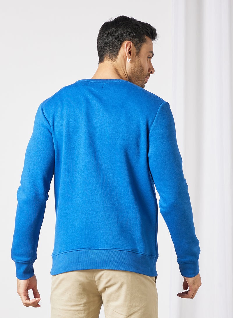 Text Print Sweatshirt Blue