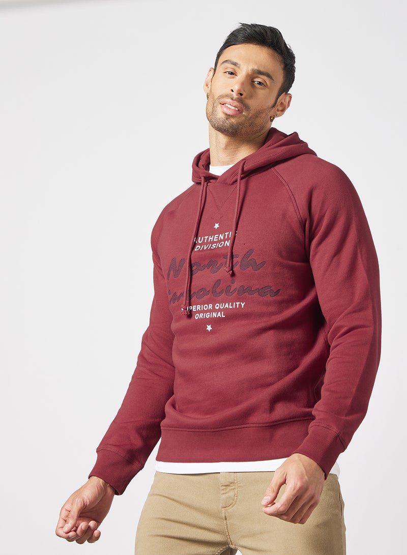 Text Print Hoodie Red - v1638349626/N51015316V_1